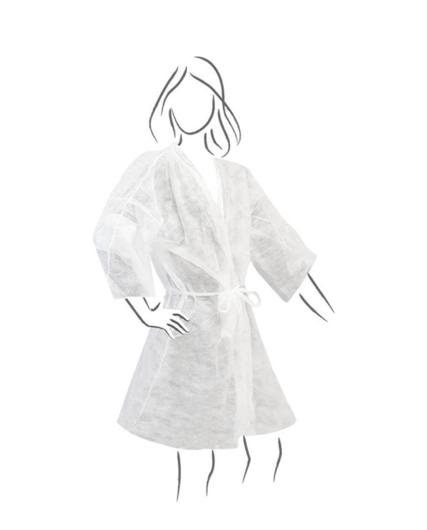 Kimono Bianco in TNT con taschino e cintura (80pz.) 