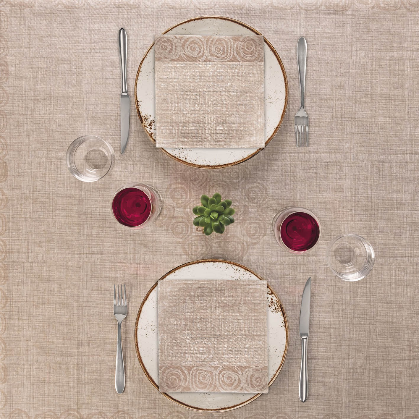 Rossella Cappuccino Airlaid tovaglia 100x100 tovaglioli 40x40