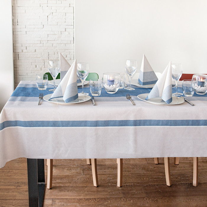 Table Set stoff Blue Tovaglia e Tovaglioli-ctatrade