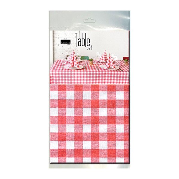 Table Set Oste Rosso Tovaglia e Tovaglioli-ctatrade-Pack Service Italia
